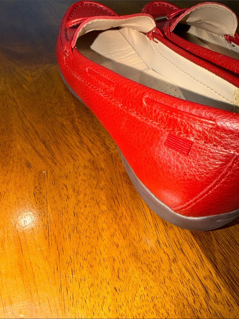 Marc Joseph Red Pebbled Leather Bow Loafers